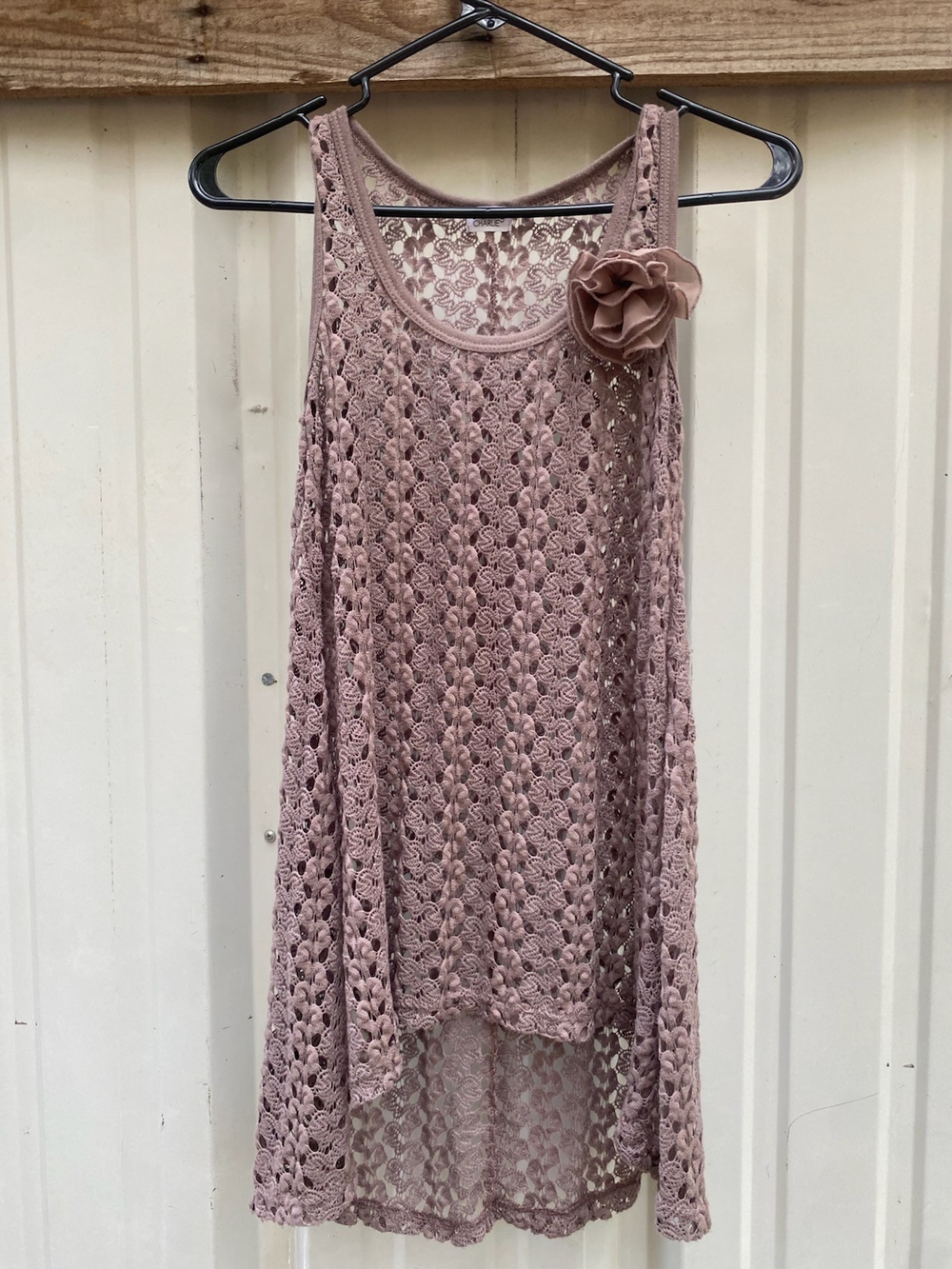 Charming Charlie Openwork Lace Tank with Floral Detail